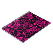 Roze en bordeaux polka dot confetti patroon notitieboek (Linkerzijde)