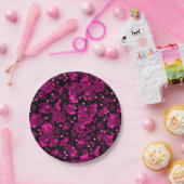 Roze en bordeaux polka dot confetti patroon papieren bordje (Feest)