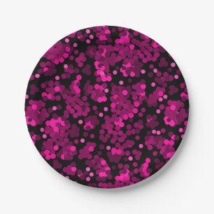 Roze en bordeaux polka dot confetti patroon papieren bordje