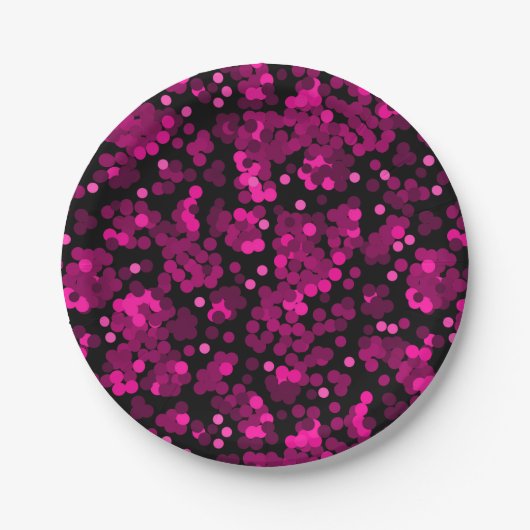 Roze en bordeaux polka dot confetti patroon papieren bordje (Voorkant)