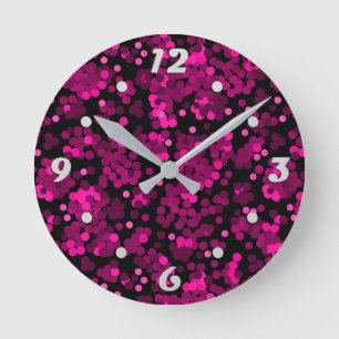 Roze en bordeaux polka dot confetti patroon ronde klok