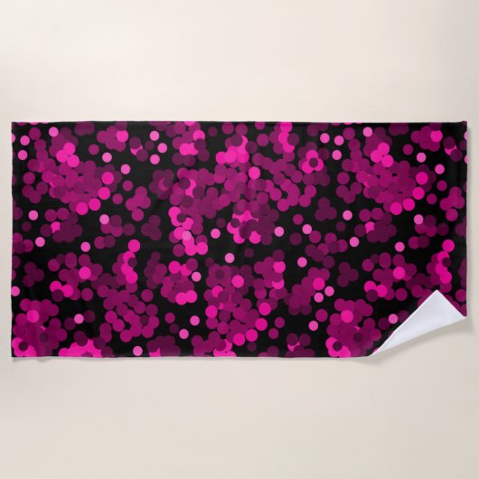 Roze en bordeaux polka dot confetti patroon strandlaken (Voorkant)