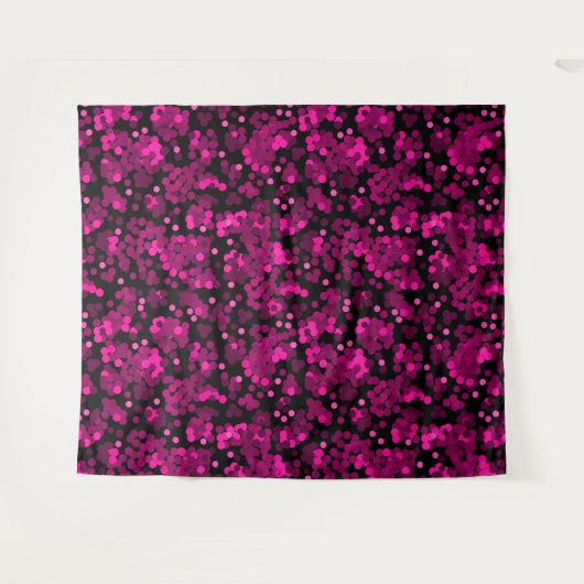 Roze en bordeaux polka dot confetti patroon wandkleed (Voorkant (horizontaal))
