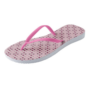Roze en bordeauxrode stippen teenslippers