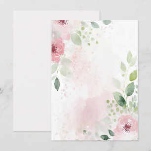 Roze en bordeauxrood waterverf bloemmotief blanco kaart