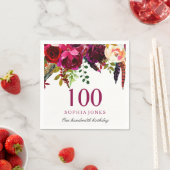 Roze en Bourgogne Boho Floral 100e verjaardag Servet (Insitu)