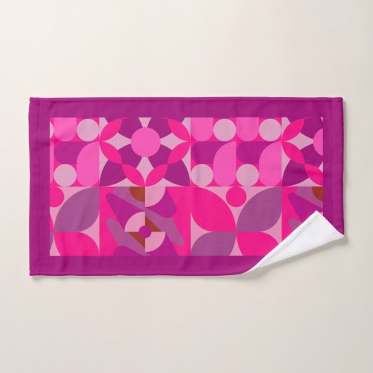Roze en Bourgondische geometrische Bauhaus-stijl Bad Handdoek (Handdoek)