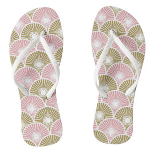 Roze en brass Chinees Semi Circle Wave Pattern Teenslippers