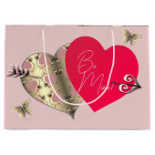 Roze en Brons Roos Hart Valentijnsdag Groot Groot Cadeauzakje (Voorkant)