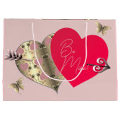 Roze en Brons Roos Hart Valentijnsdag Groot Groot Cadeauzakje (Achterkant)