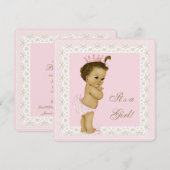 Roze en bruin Baby shower Kaart (Voorkant / Achterkant)