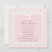 Roze en bruin Baby shower Kaart (Achterkant)