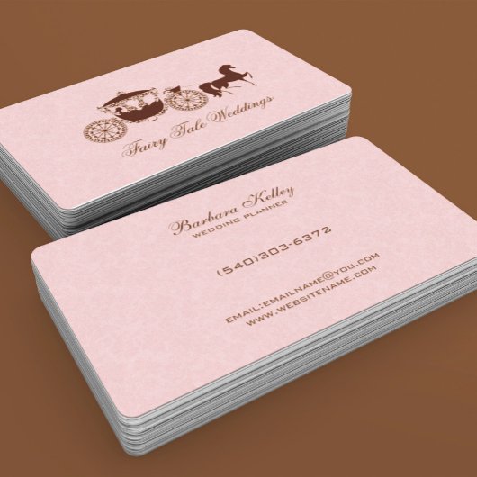 Roze en bruin bruiloft paard & koets visitekaartje