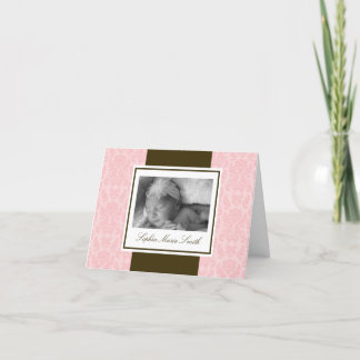 Roze en Bruin Damask Note Kaart