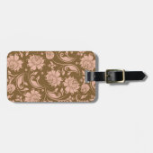 Roze en bruin Floral Pattern Bagagelabel (Voorkant horizontaal)