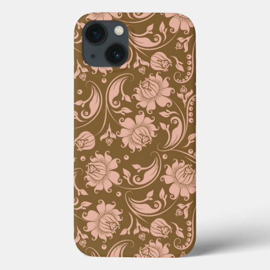 Roze en bruin Floral Pattern Case-Mate iPhone Case (Achterkant)