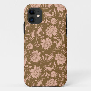 Roze en bruin Floral Pattern iPhone 11 Hoesje