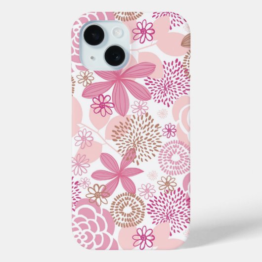 Roze en bruin Floral Pattern Case-Mate iPhone Case (Achterkant)