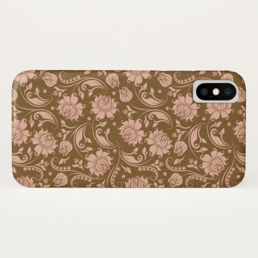 Roze en bruin Floral Pattern Case-Mate iPhone Case (Achterkant (horizontaal))