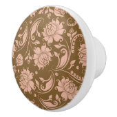 Roze en bruin Floral Pattern Keramische Knop (Rechts)