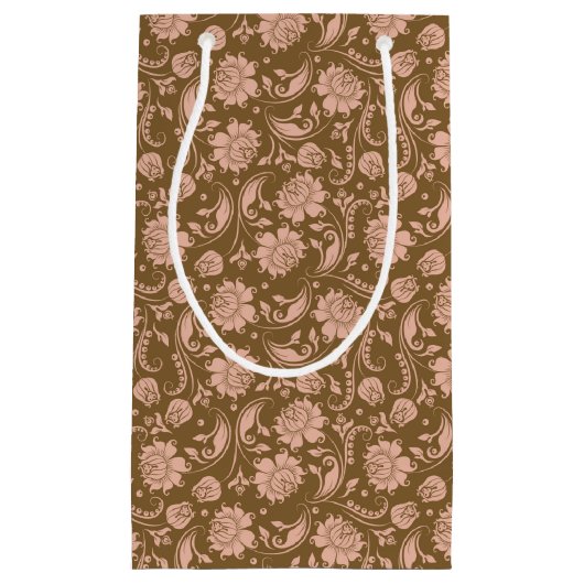 Roze en bruin Floral Pattern Klein Cadeauzakje (Voorkant)