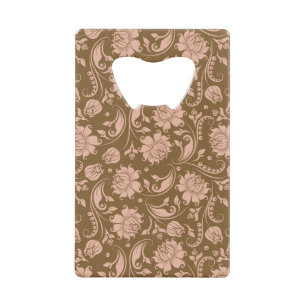 Roze en bruin Floral Pattern Kredietkaart Flessenopener