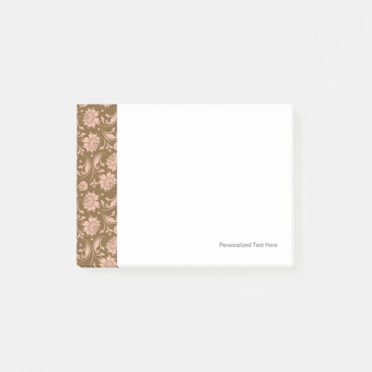 Roze en bruin Floral Pattern Post-it® Notes (Voorkant)
