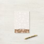 Roze en bruin Floral Pattern Post-it® Notes (Op bureau)
