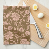 Roze en bruin Floral Pattern Theedoek (Quarter Fold)