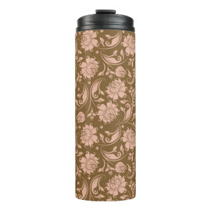 Roze en bruin Floral Pattern Thermosbeker