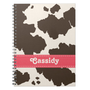 Roze en bruin Koeienhuid-laptopjournaal Notitieboek