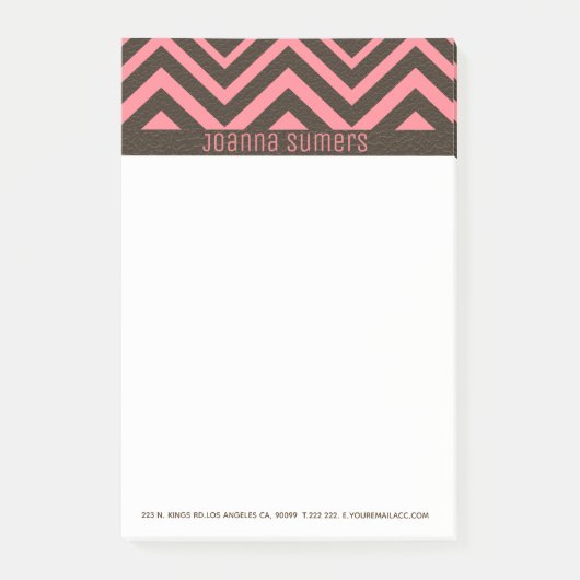 Roze en bruin lederen Chevron Post-it® Notes (Voorkant)