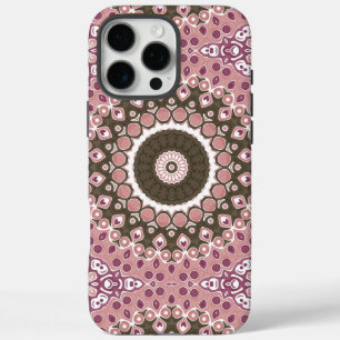 Roze en bruin Mandala Kaleidoscoop Medaillon iPhone 16 Pro Max Hoesje