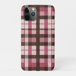 Roze en Bruin Plaid Licht Nood iPhone 11 Pro Hoesje