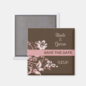 Roze en Bruin Save the Date Magneten (Voorkant / Achterkant)