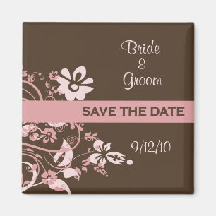 Roze en Bruin Save the Date Magneten