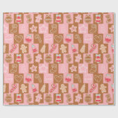 Roze en Bruin Schattige en Modern Kerstmis Cadeaupapier (Vlak)