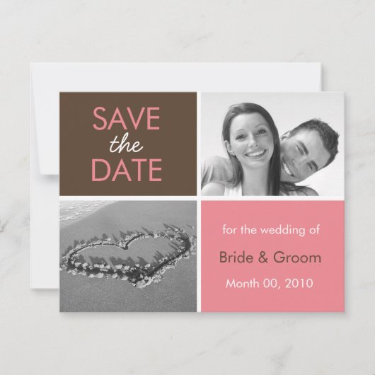 Roze en bruin sparen de Datum Fotokaarten Save The Date (Voorkant)