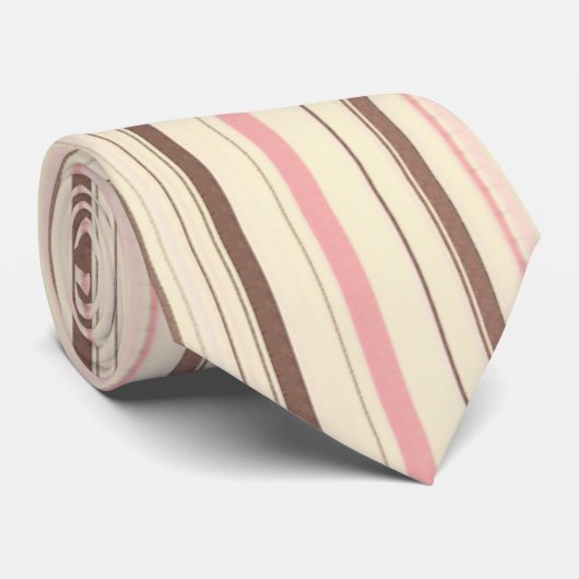 Roze en bruin Stripe patroon Stropdas (Opgerold)