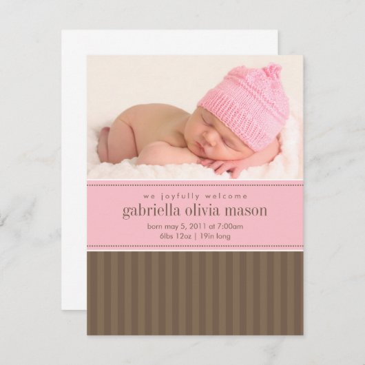 Roze en bruin | Stripes Aankondiging (Voorkant / Achterkant)