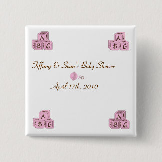 Roze en bruine Baby Blokken Vierkante Button 5,1 Cm