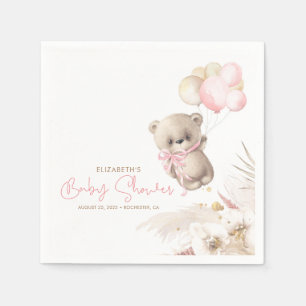 Roze en bruine Baby shower van Teddy Bear Servet