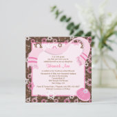 Roze en bruine bat Mitzvah Uitnodiging of Partij (Staand voorkant)