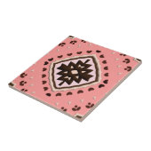 Roze en bruine beige Medallion geometrisch patroon Tegeltje (Zijkant)
