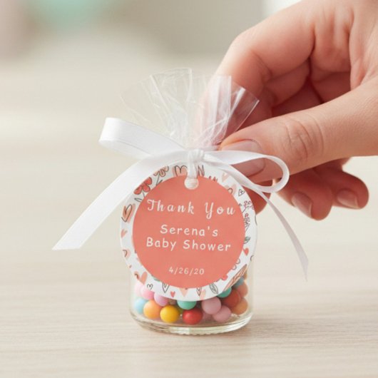 Roze en Bruine Bloemen Hart Dank U Bedankjes Labels