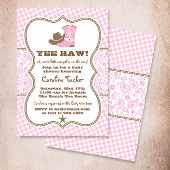Roze en Bruine Cowgirl Baby shower Uitnodiging