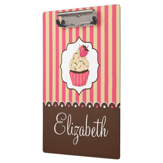 Roze en bruine crème met aangepaste naam klembord (Links)