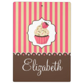 Roze en bruine crème met aangepaste naam klembord (Achterkant)