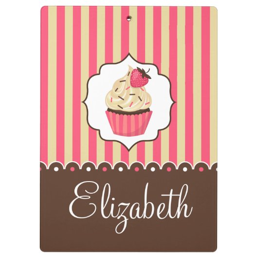 Roze en bruine crème met aangepaste naam klembord (Achterkant)
