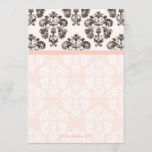 Roze en bruine  Damask Wedding-menukaart Menu (Achterkant)